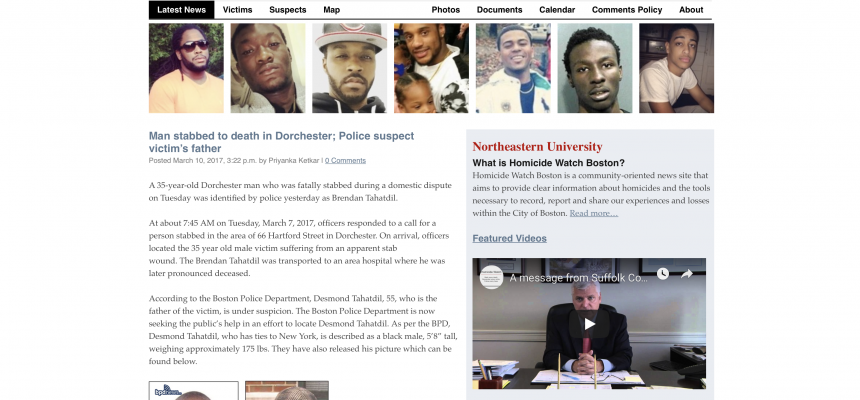Homicide Watch Boston website