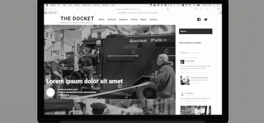 A mockup of The Docket website, via an article on Storybench