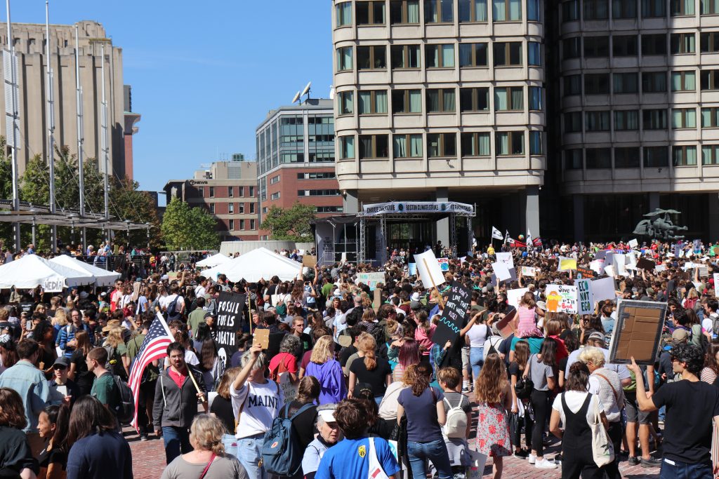 Massachusetts' students skipped school Friday Sept. 20 to attend the Climate Strike in Boston outside City Hall. Photo by Eileen O'Grady.