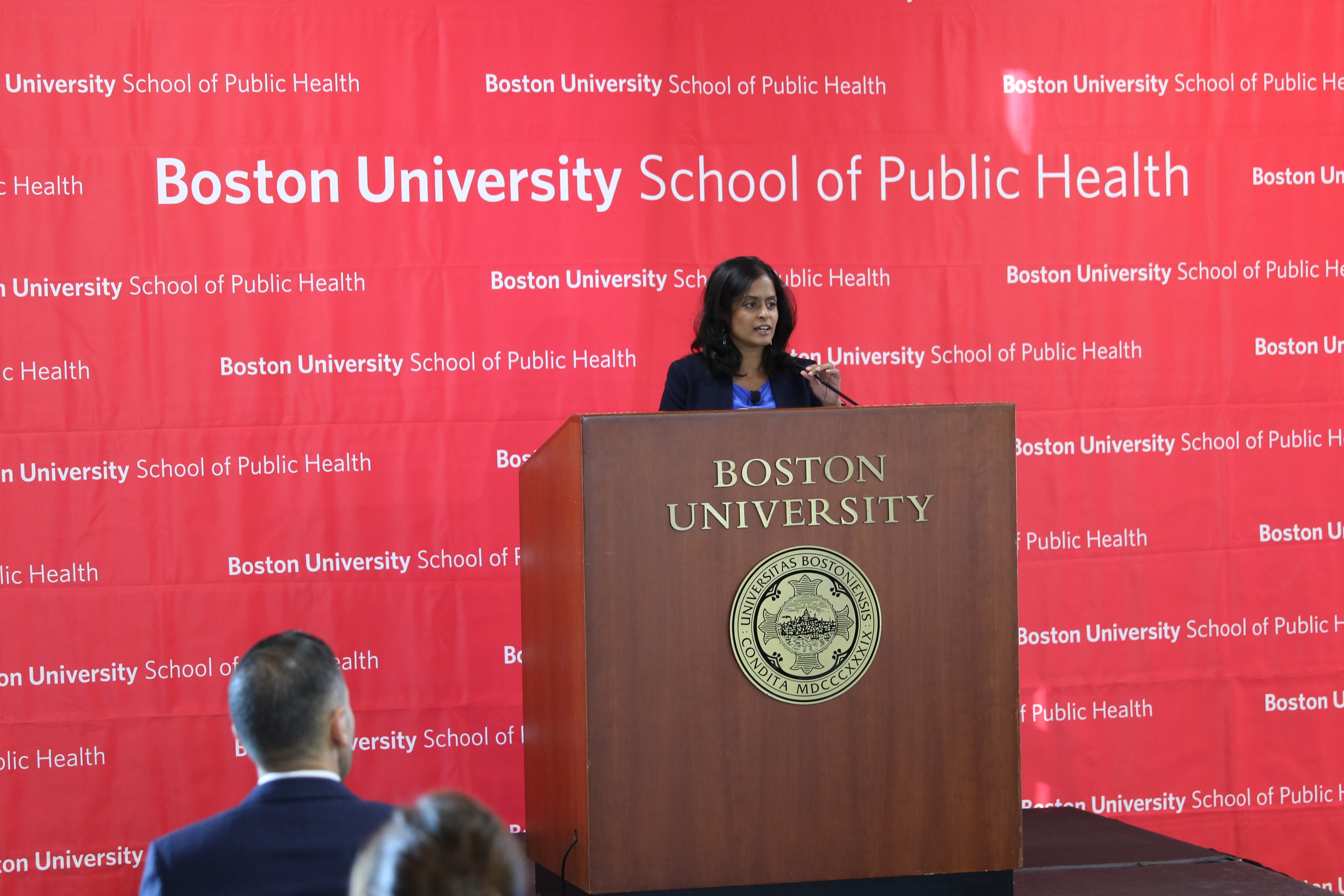 Nusrat Choudhury, deputy director of the national ACLU’s Racial Justice Program spoke last week at Boston University School of Public health. Photo courtesy of Boston University.