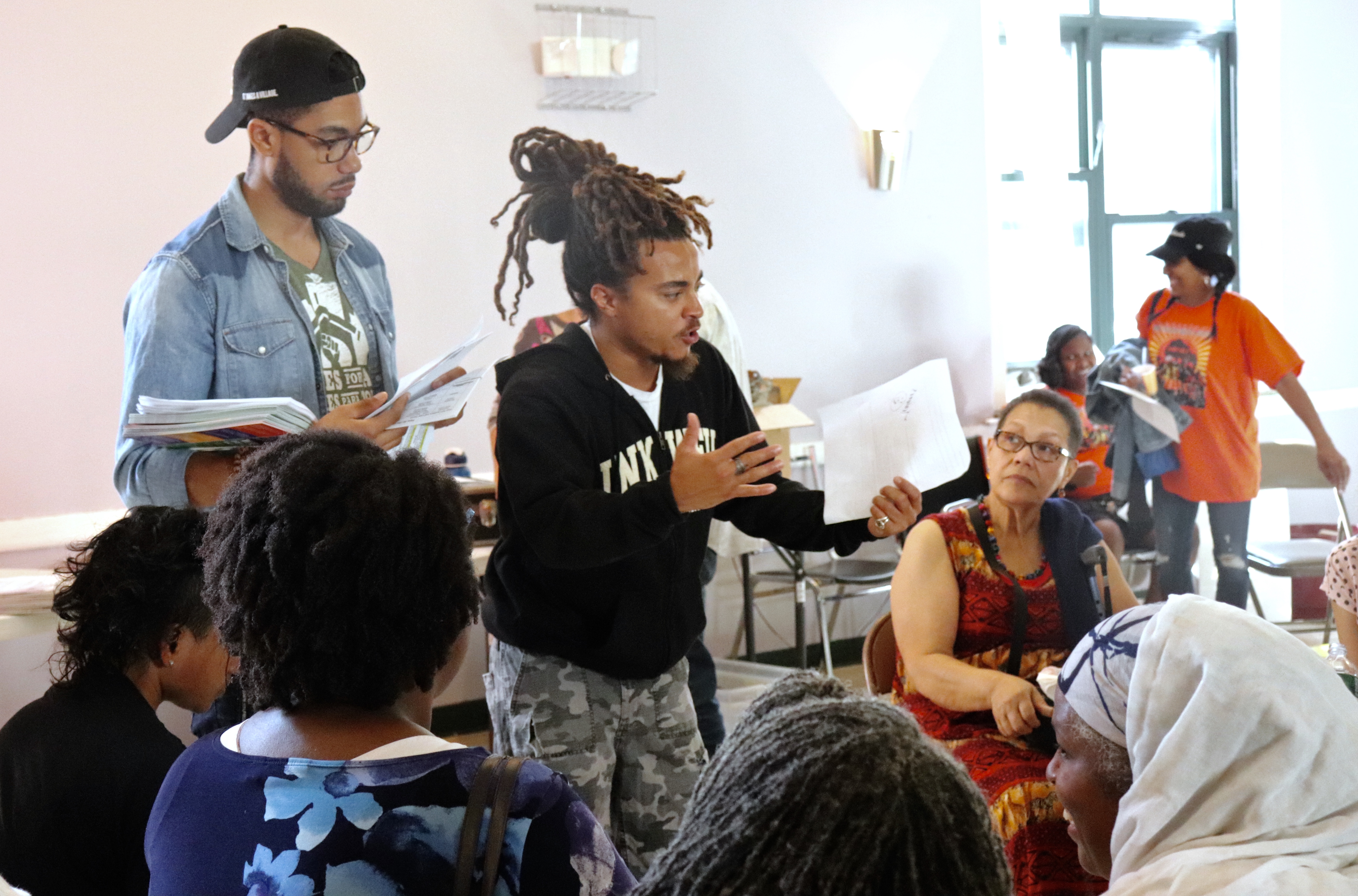 Activist Armani White spoke to the Boston People's Plan Assembly, Sat. 22 in Field's Corner. Photo by Eileen O'Grady.