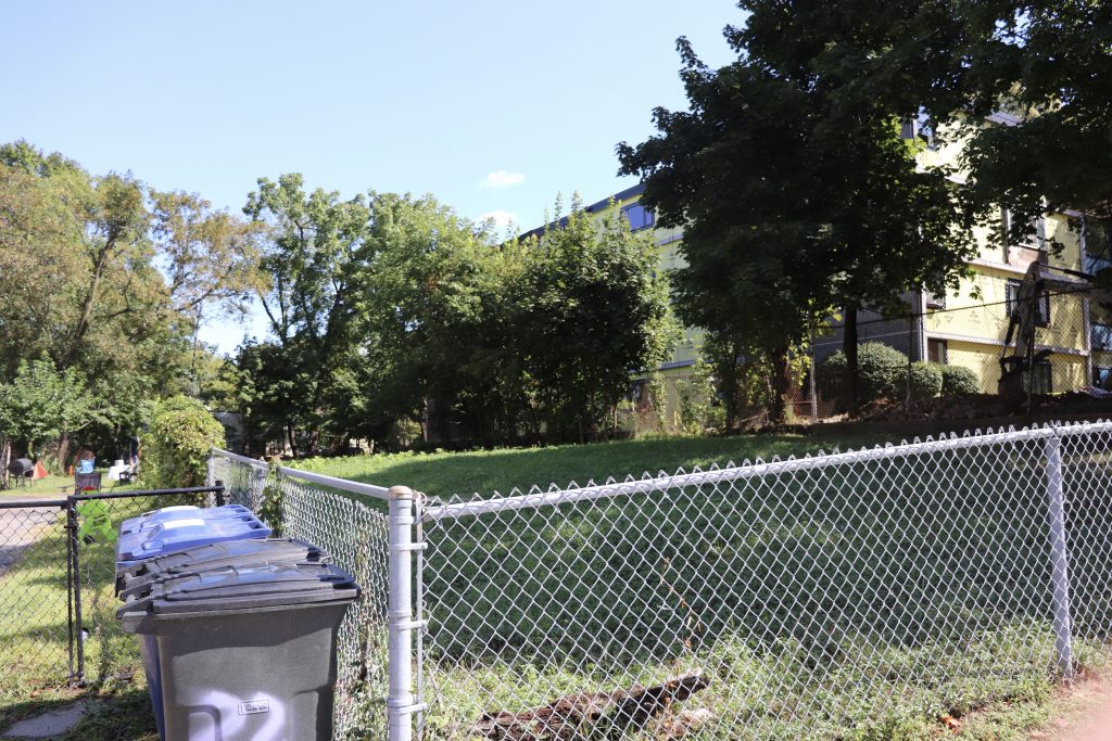 In 2017, DREAM Development won Boston's innovative housing competition and the rights to build on this empty lot at 24 Westminster Ave. in Roxbury. Photo by Eileen O'Grady.