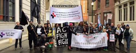 SIFMA Now members protest in Downtown Boston at a
