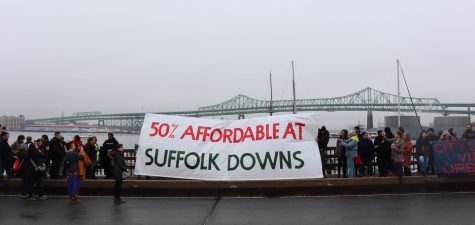 Protestors fighting back against new development, calling for more affordable housing in East Boston, Saturday Dec. 14. Photo by Eileen OGrady.