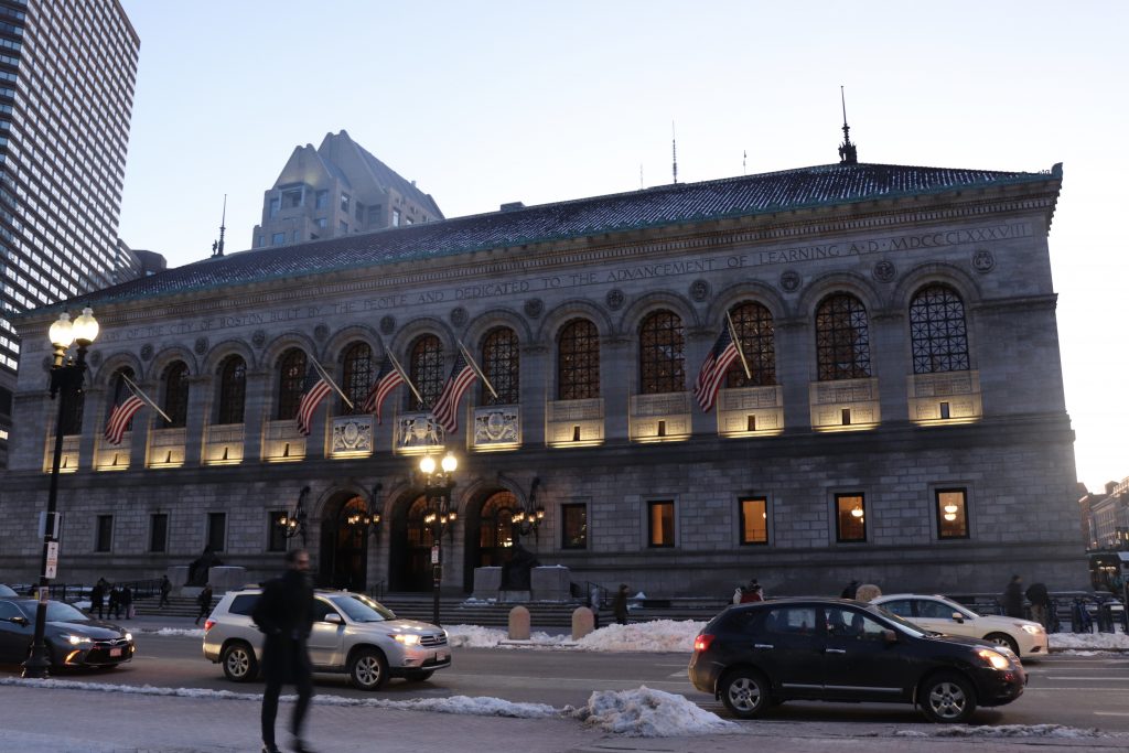 Boston Public Library permits card-holders to borrow portable wifi hotspots for up to three weeks. Photo by Eileen O’Grady.