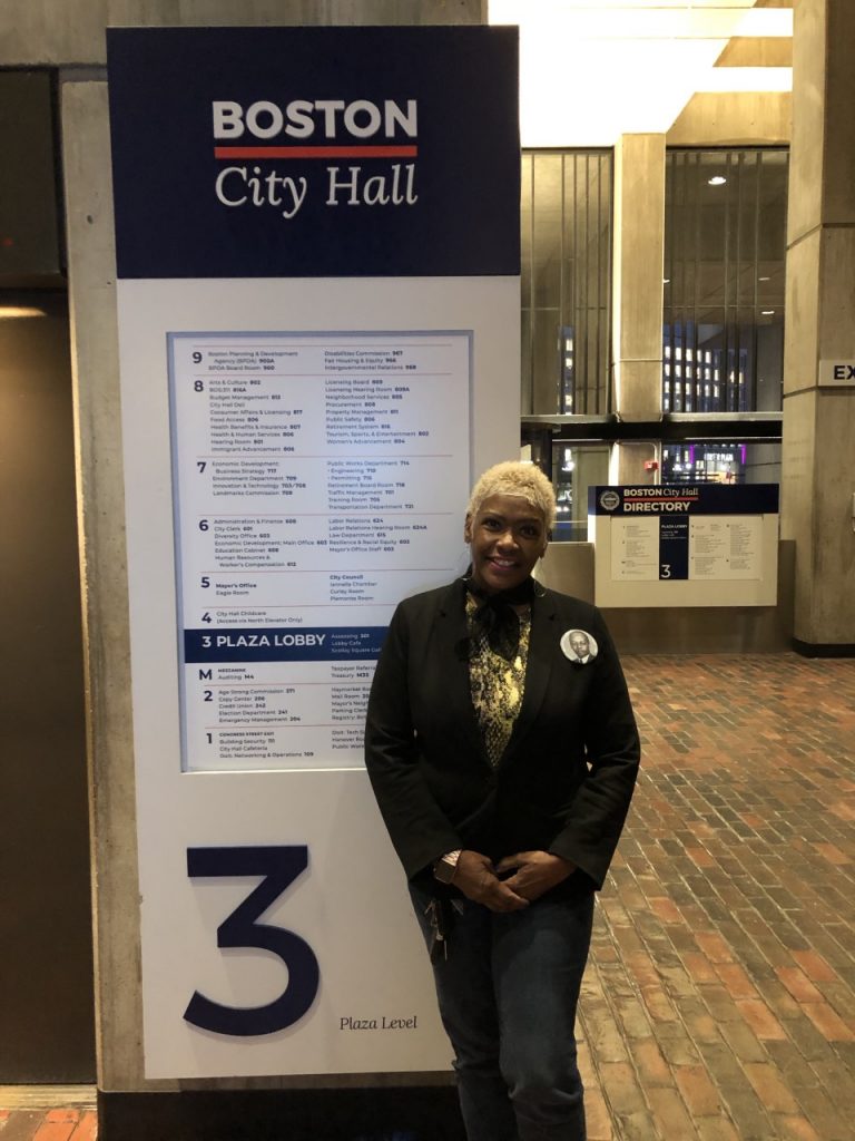 Mary Franklin, creator of Trauma Spa, visits City Hall to lobby support for her new venture. Photo by Matt Levin.