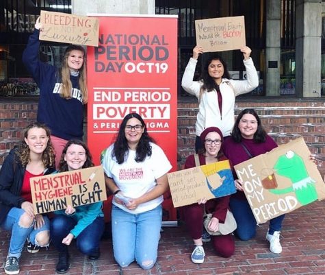 Mass NOW organized a protest against menstrual inequality outside Boston's City Hall last October.