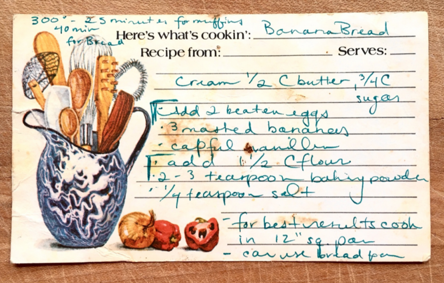 Elisa Hamilton's banana bread card.