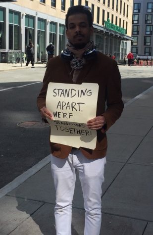 Protesters adhered to social distancing advice issued by local government and health officials in Boston.