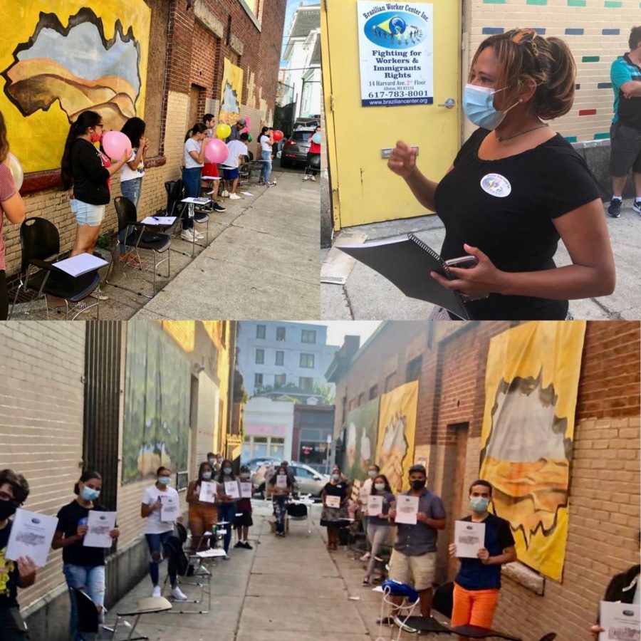 Natalicia Tracy and fellows of the Summer Dreamers Fellowship at the Brazilian Workers Center. Photo courtesy: Natalicia Tracy