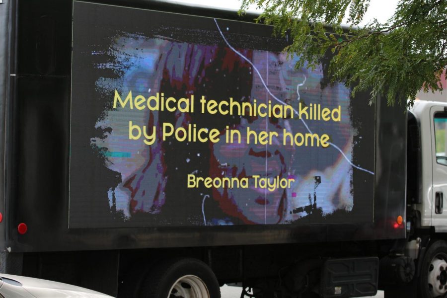 A sign remembering Breonna Taylor at the Protect Black Women rally.