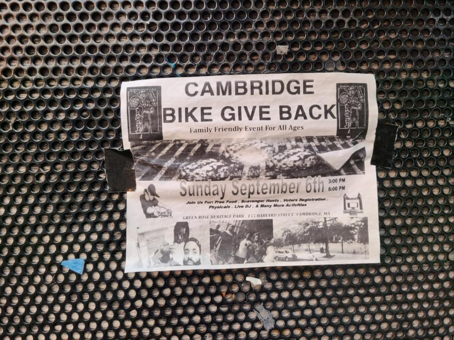 Poster of a Cambridge Bike Give Back event in September.