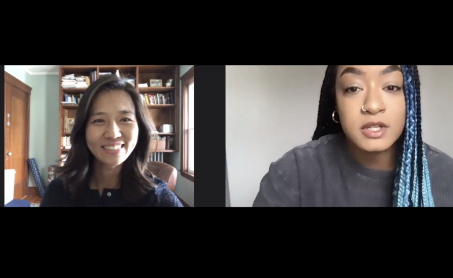 Screenshot of the Zoom interview with Michelle Wu by Lex Weaver.