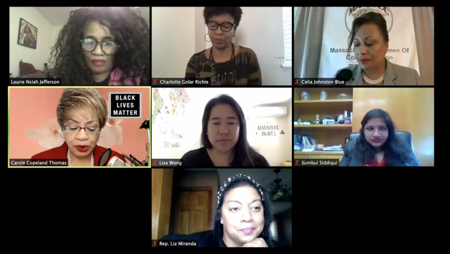 A screenshot of the second session of Standing in Our Power: Women of Color Leading Change on Saturday afternoon.