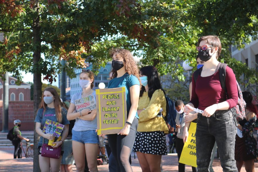 Protesters at the Climate Justice Strike