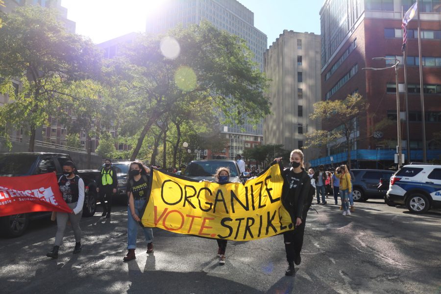 Protesters at the Climate Justice Strike