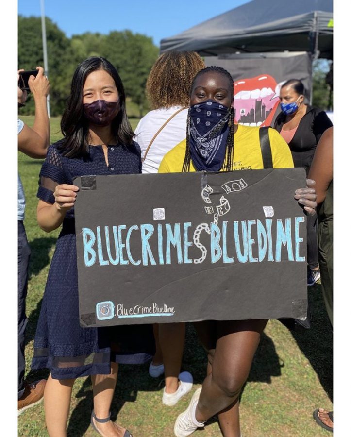 Hadiya Flowers (right) pictured with City Councilor Michelle Wu
