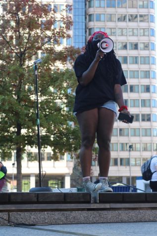 Hadiya Flowers spoke at the Climate Justice Rally in Boston in October