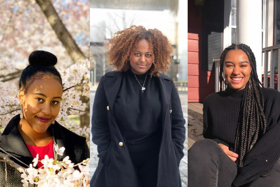 From left to right Eskedar Girmash, Eve Abraha and Athená Davis.