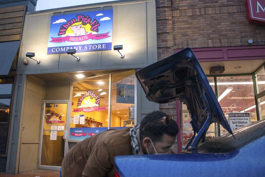 Haithem Abdella, 32, has been going to When Pigs Fly in Davis Square and delivering leftover bread to community fridges in the Boston area a few times a week