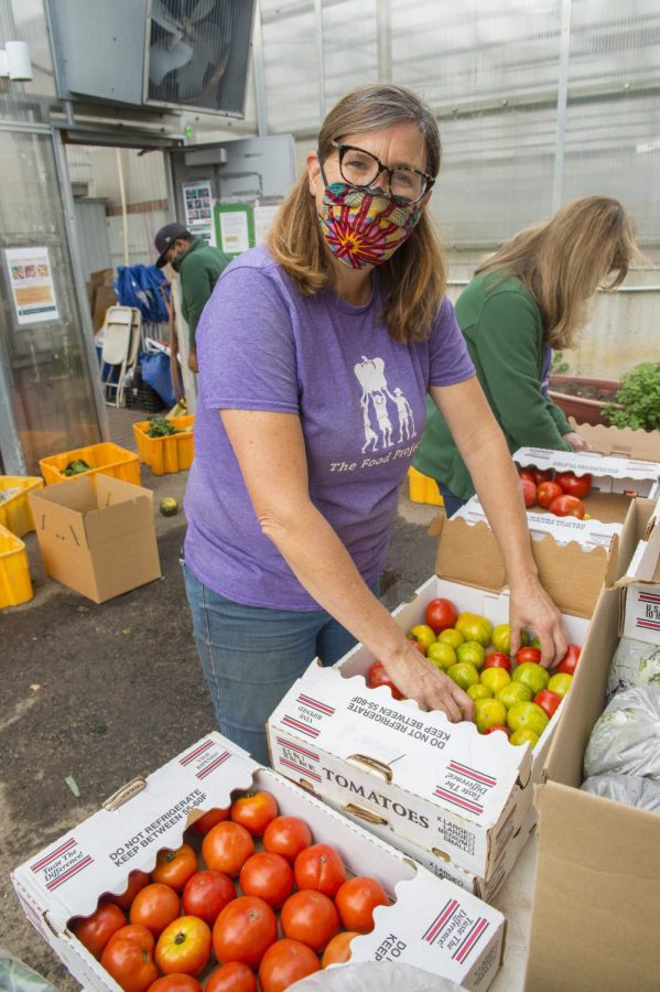 A volunteer for The Food Project prepping for Food Donation Distribution