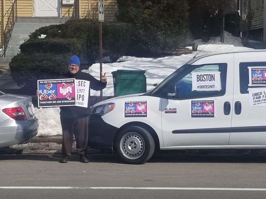 Photo taken during March 2019 protest against rideshare companies.