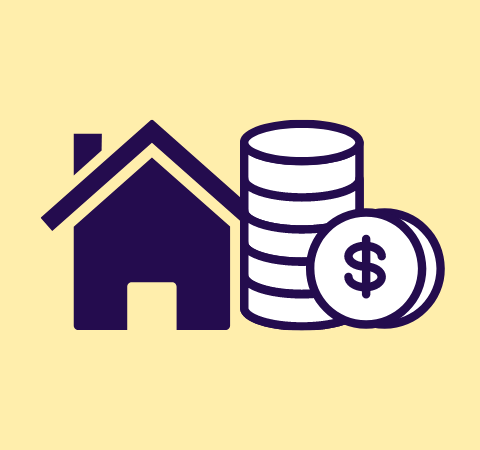 Graphic image of a house and coins to demonstrate the costs of affordable housing