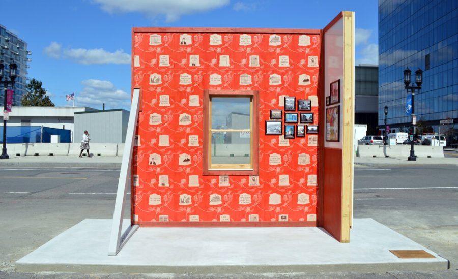 A photograph of Boston artist Pat Falco's innovative housing solution design in Seaport
