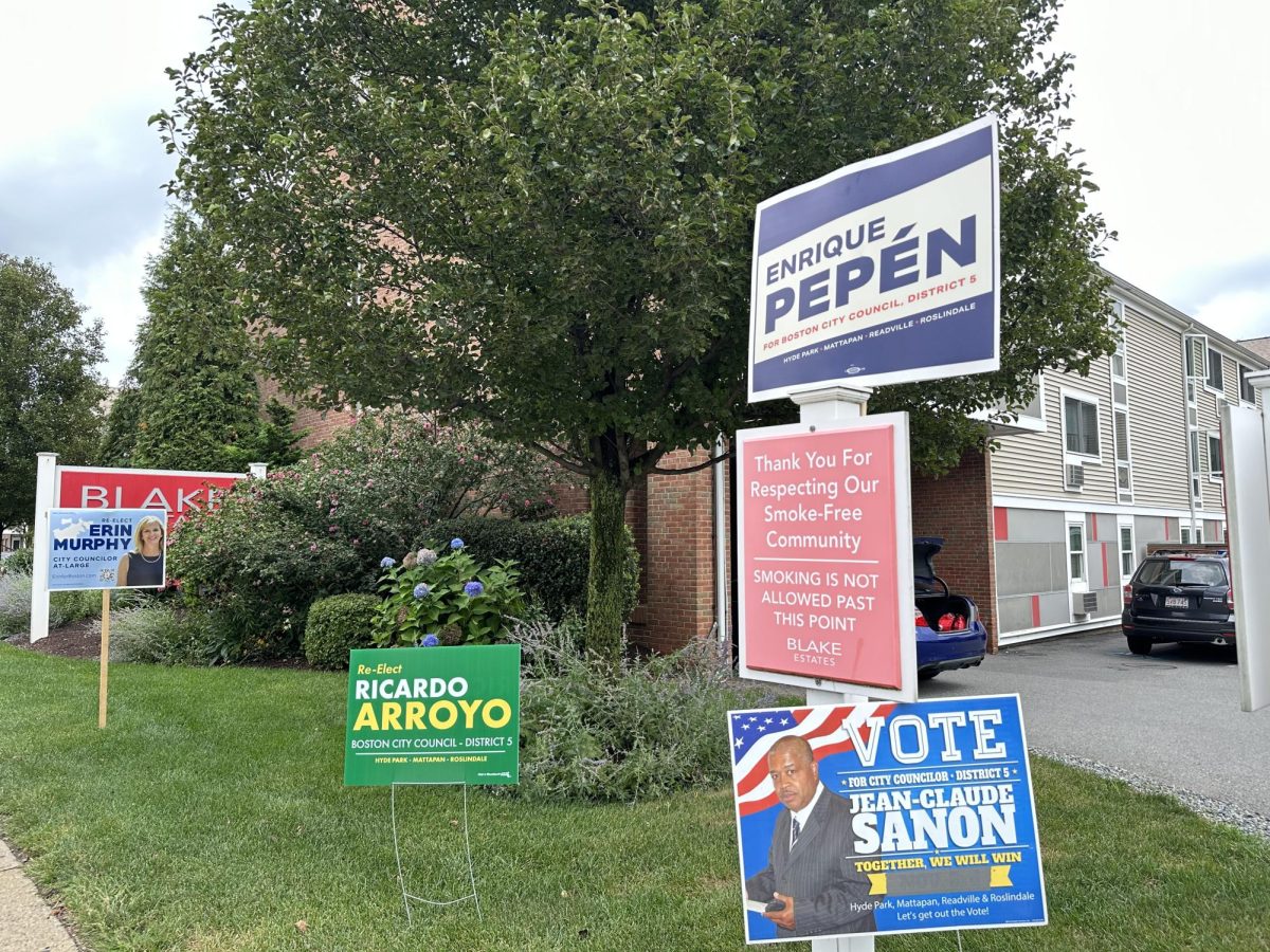 Boston, MA - Sept. 12, 2023: At polling stations in Districts 3, 5, 6 and 7 today, voters were met with campaign signs for city council candidates. 