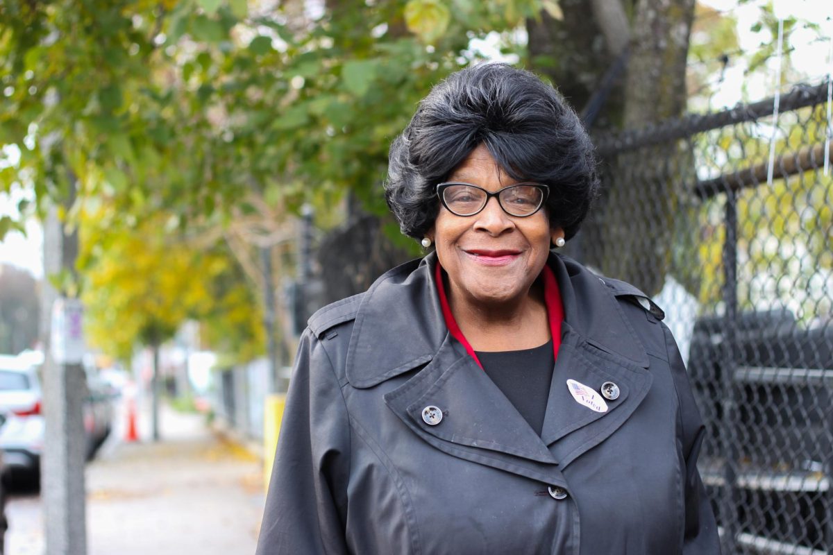 Boston, MA - November 7, 2023: District 7 candidate Althea Garrison poses on Blue Hill Avenue. A perennial candidate, Garrison has worked in public offices as a clerk for more than 30 years and has run in nearly 20 City Council elections, with housing as her main priority. 

The price of housing in the city of Boston, no one can afford it, she said.  Thats why we have so many people that are out in the streets, because they cant afford to pay rent.