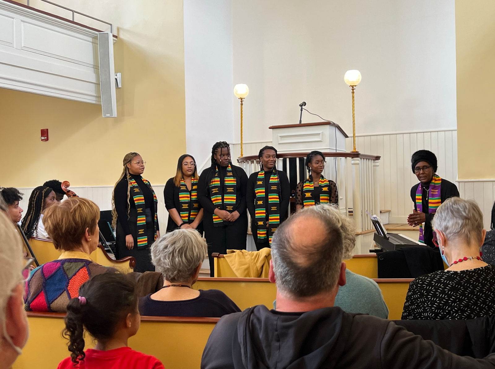 At the musical event on Oct. 15, Wellesley College’s Harambee Singing Group performed a medley led by the choir’s director Linda Brown. 