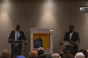 L-R: “Coach” Said Ahmed and Rev. Miniard Culpepper, candidates for Boston’s District 7 city council seat, speak during a debate hosted in Roxbury on Oct. 16.