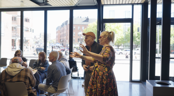 An intergenerational coffee hour for Boston's queer community